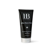 Black tube of after shave balm with 'HB' branding on a white background
