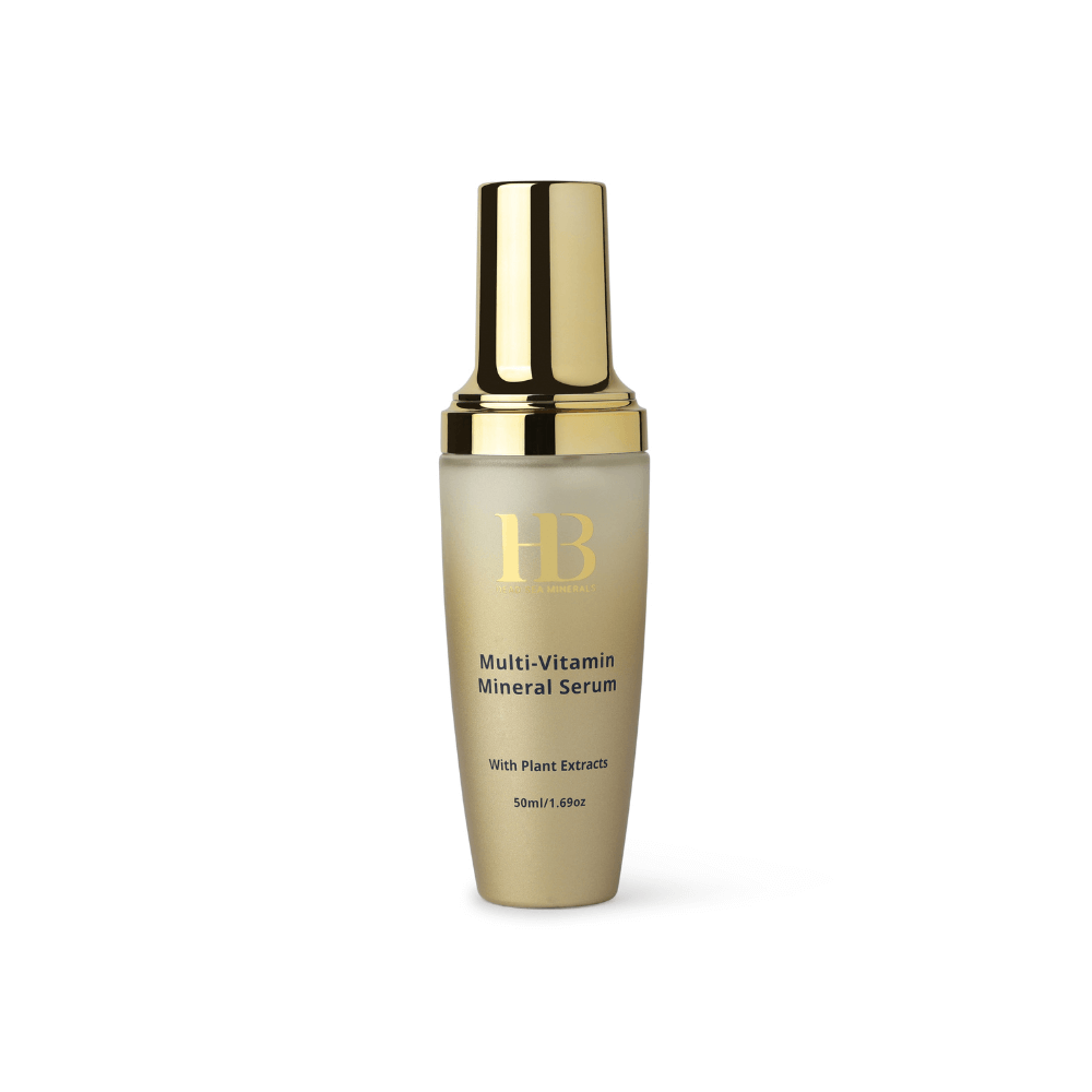 Multi-Vitamin Mineral Serum bottle with gold cap on a white background