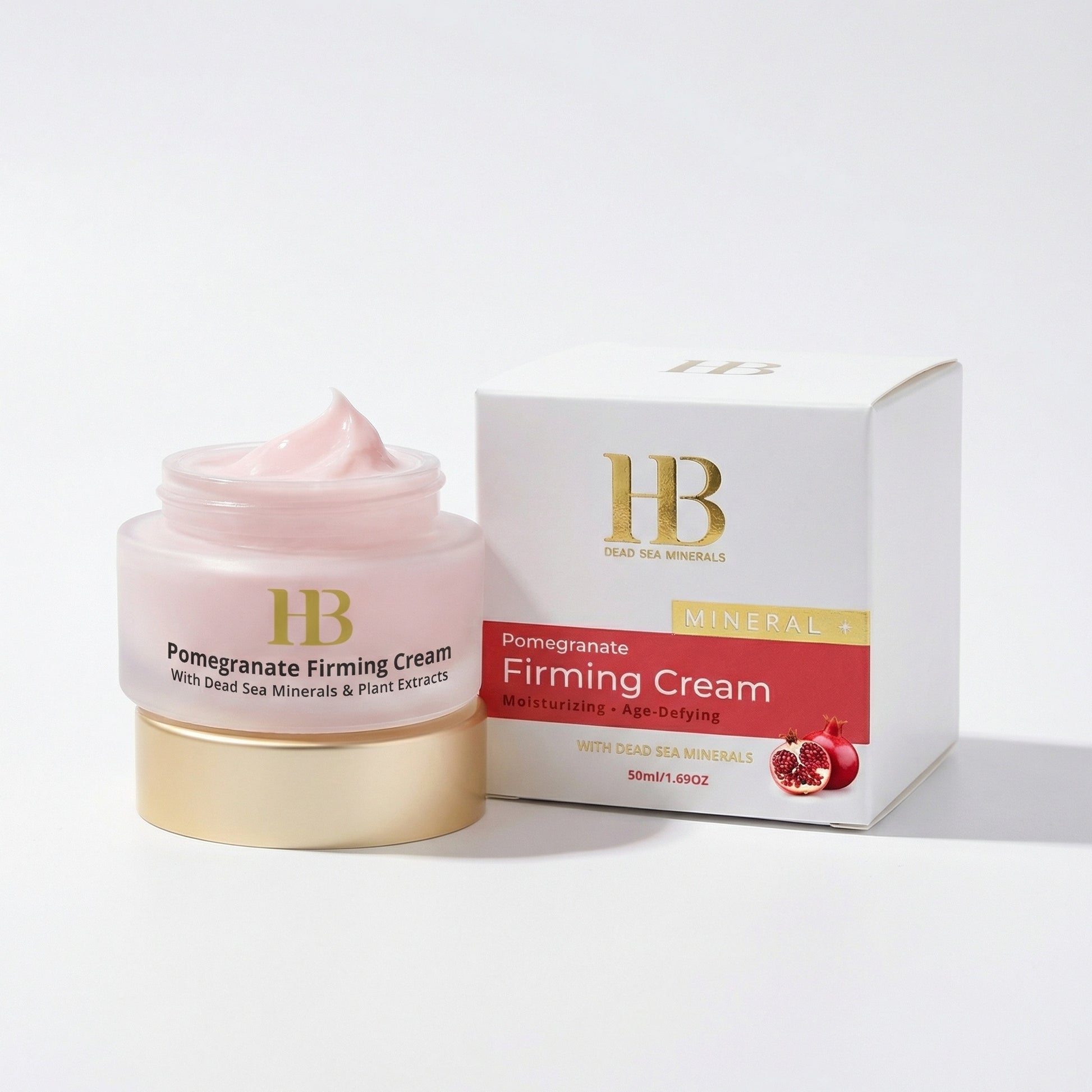 Pomegranate Firming Cream with packaging on a white background